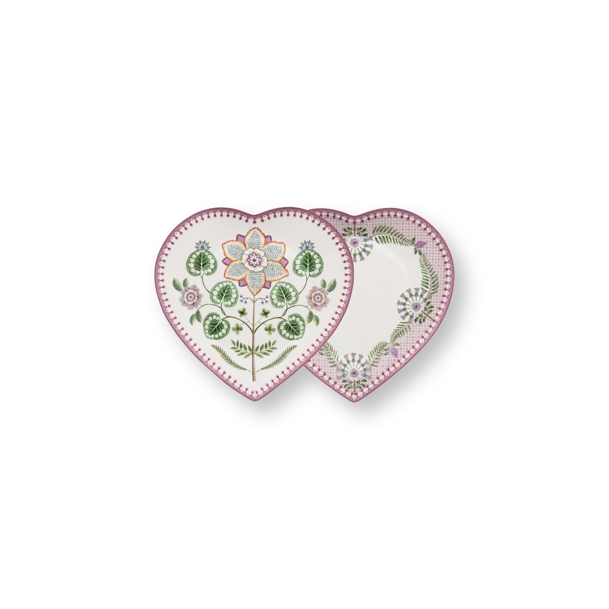 Set/2 Heart Shape Plates Lily&Lotus Lilac 21.5cm