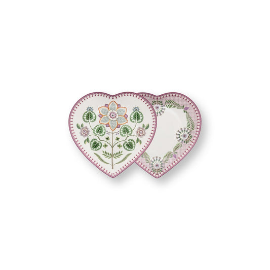 Set/2 Heart Shape Plates Lily&Lotus Lilac 21.5cm