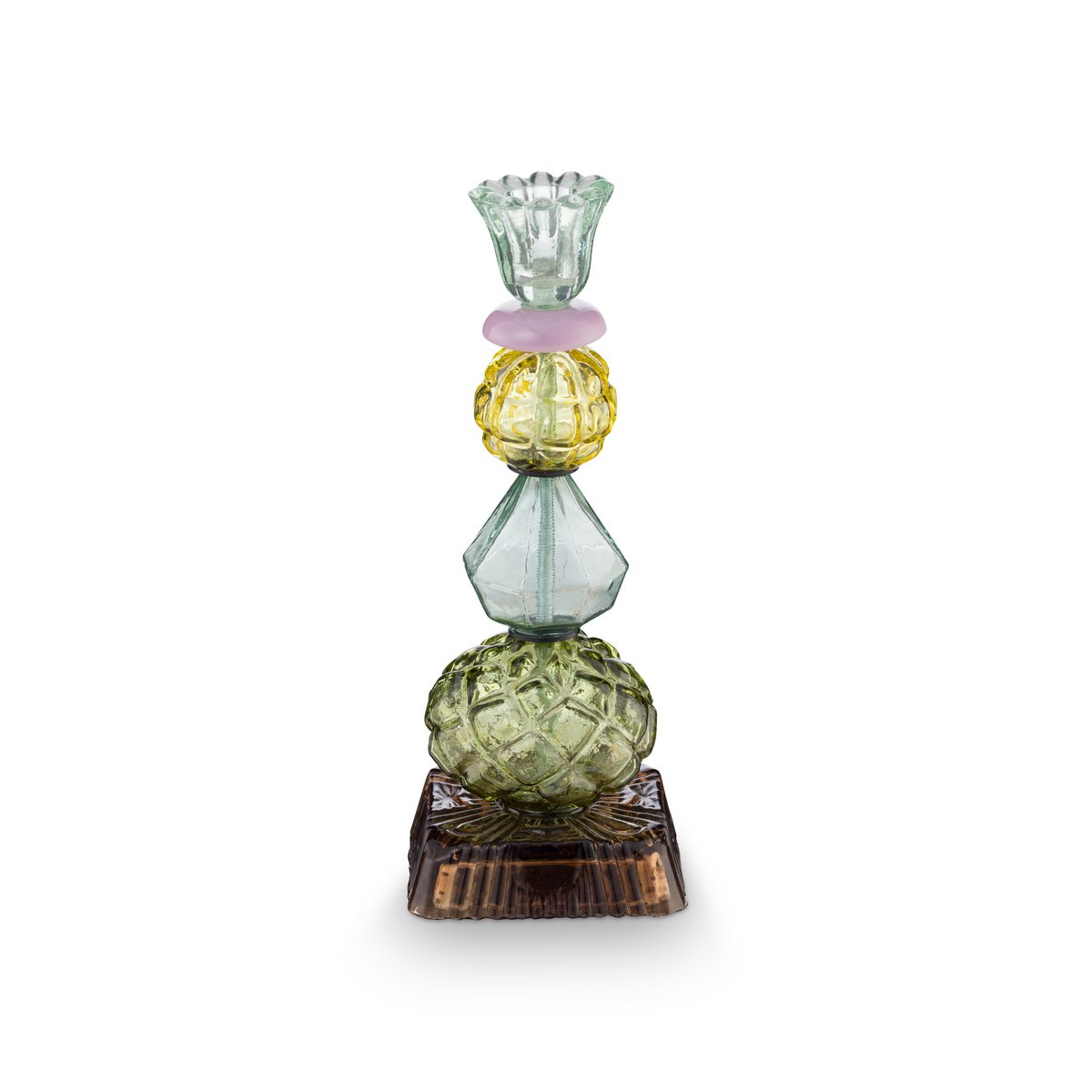Candle Holder Glass Beads Green 23.5cm