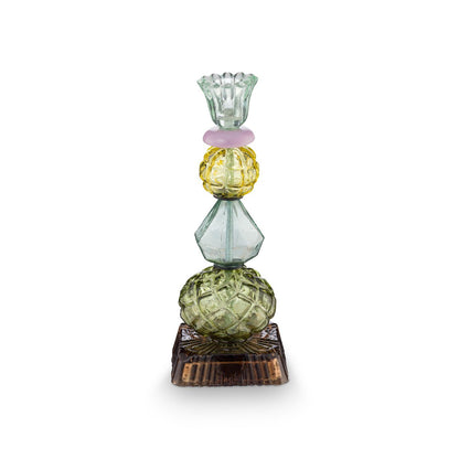 Candle Holder Glass Beads Green 23.5cm
