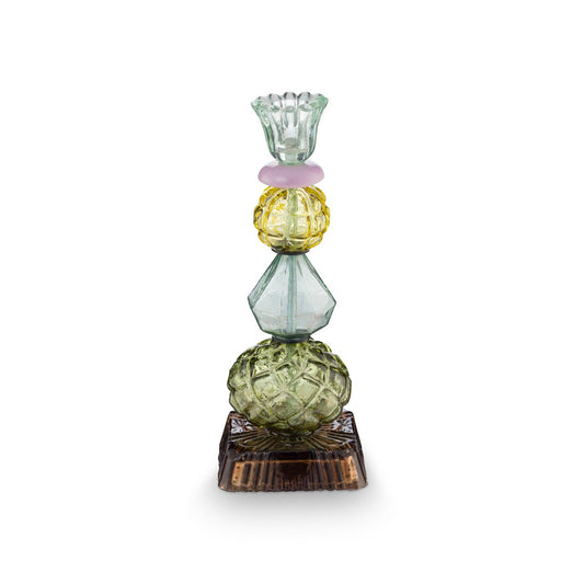 Candle Holder Glass Beads Green 23.5cm