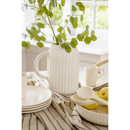 Salatbesteck aus Keramik in offwhite