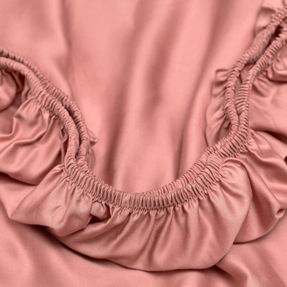 TENCEL™ – Satin-Spannbetttuch Terra Pink