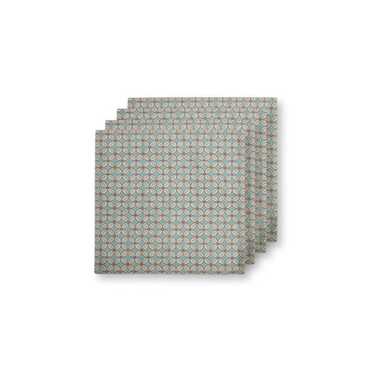 Set/4 Napkins Blooming Tales Bustani Khaki-Blue 40x40cm