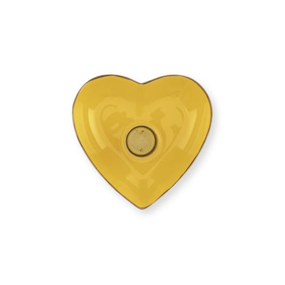 Set/2 Candle Holders Metal Heart Yellow 10x3cm