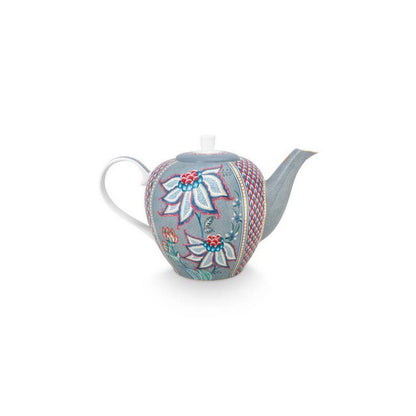 Tea Pot Large Flower Festival Light Blue 1.6ltr