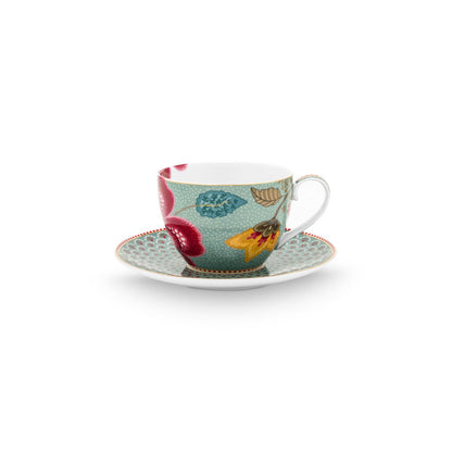 Cup and Saucer Blooming Tales Fantasy Blue
