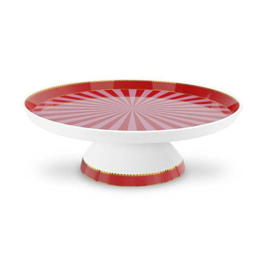 Mini Kuchenservierplatte Love Birds Stripes Red-Pink 24cm