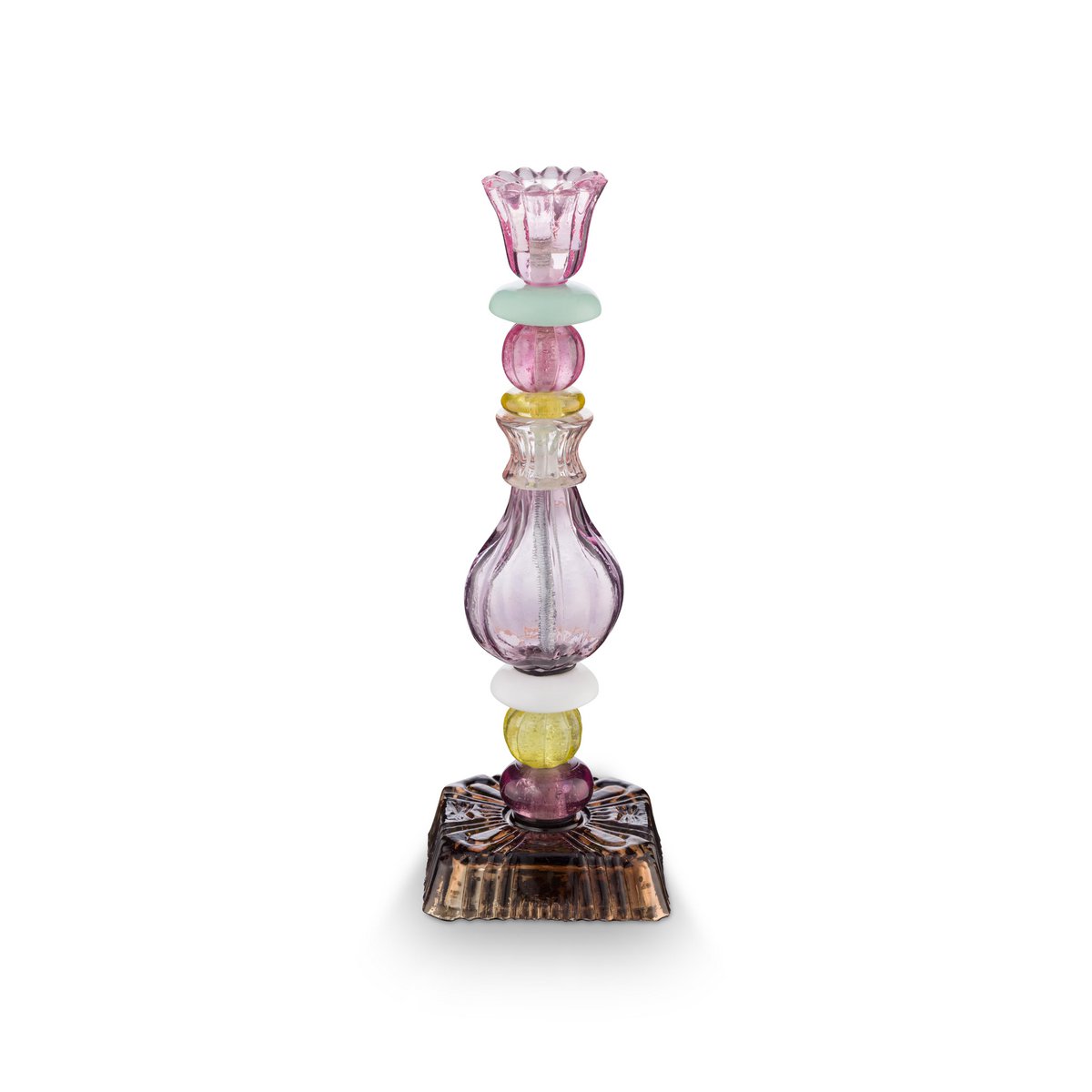Candle Holder Glass Beads Lilac 28cm