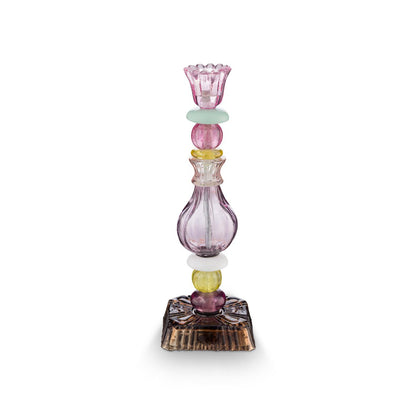 Candle Holder Glass Beads Lilac 28cm