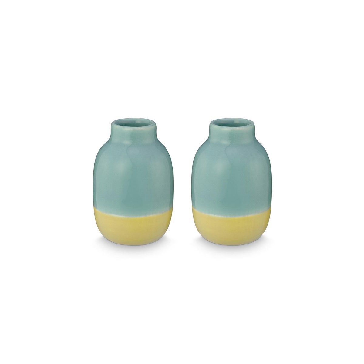 Set of Vases Ceramic Light Blue-Yellow Small