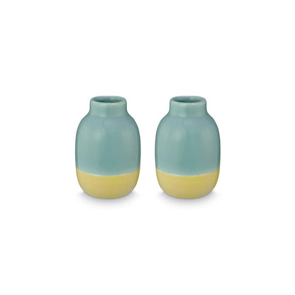 Set of Vases Ceramic Light Blue-Yellow Small