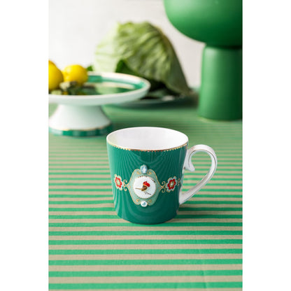 2er Set Tassen Large Love Birds Medallion Emerald