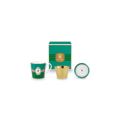 PIP Studio Teetasse Tea for One Love Birds Medallion Emerald-Green
