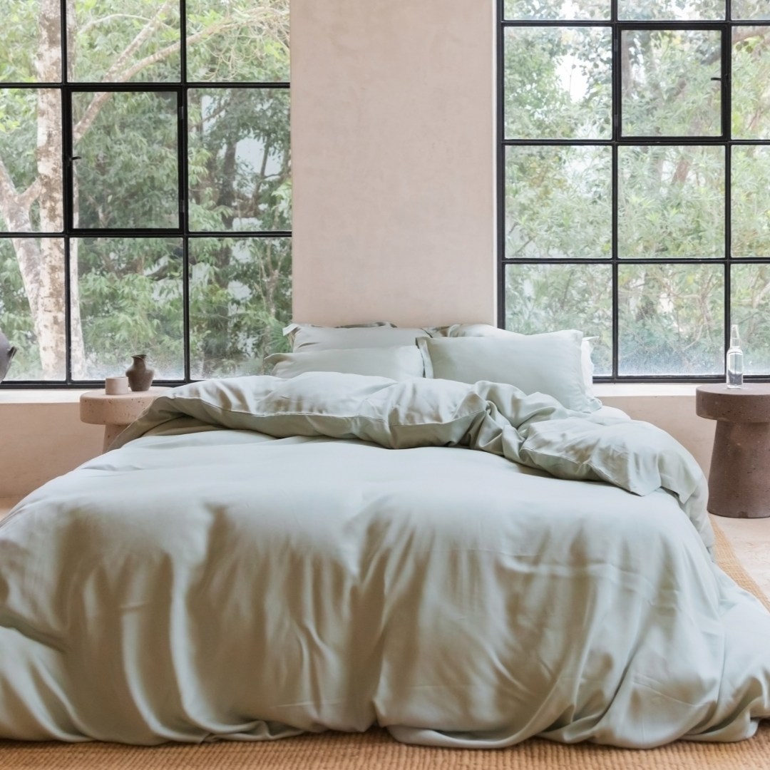 TENCEL™ – Satin-Bettbezug, Graugrün
