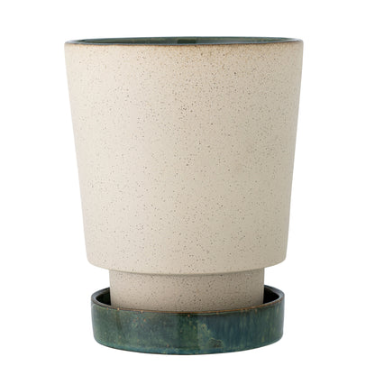 Bloomingville Idril Blumentopf mit Untertasse, Natur, Steingut