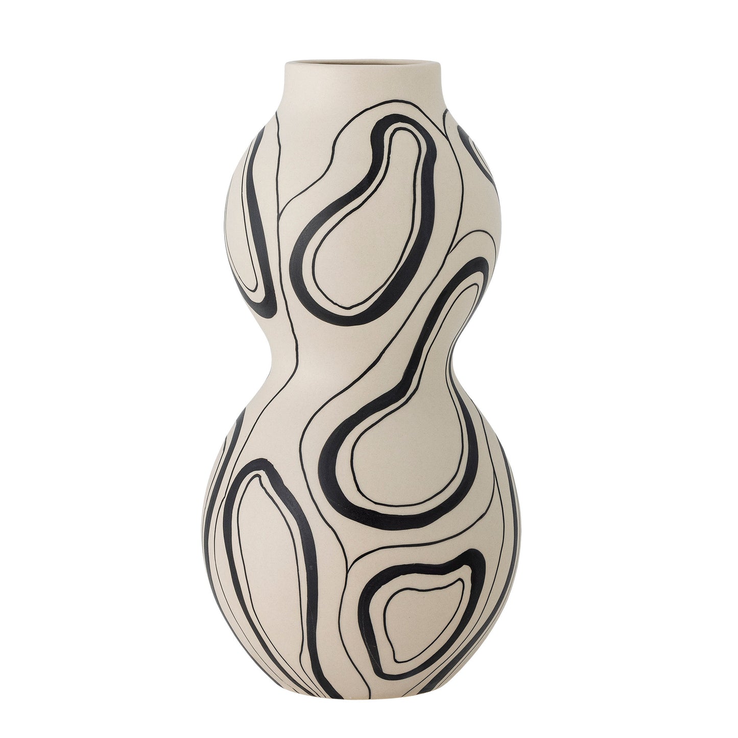 Bloomingville Nicola Vase, Schwarz, Steingut