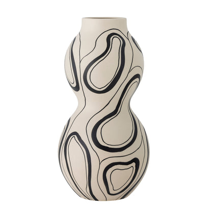 Bloomingville Nicola Vase, Schwarz, Steingut