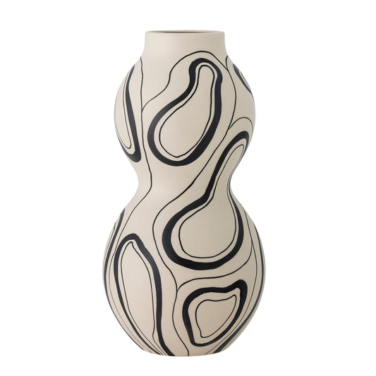 Bloomingville Nicola Vase, Schwarz, Steingut