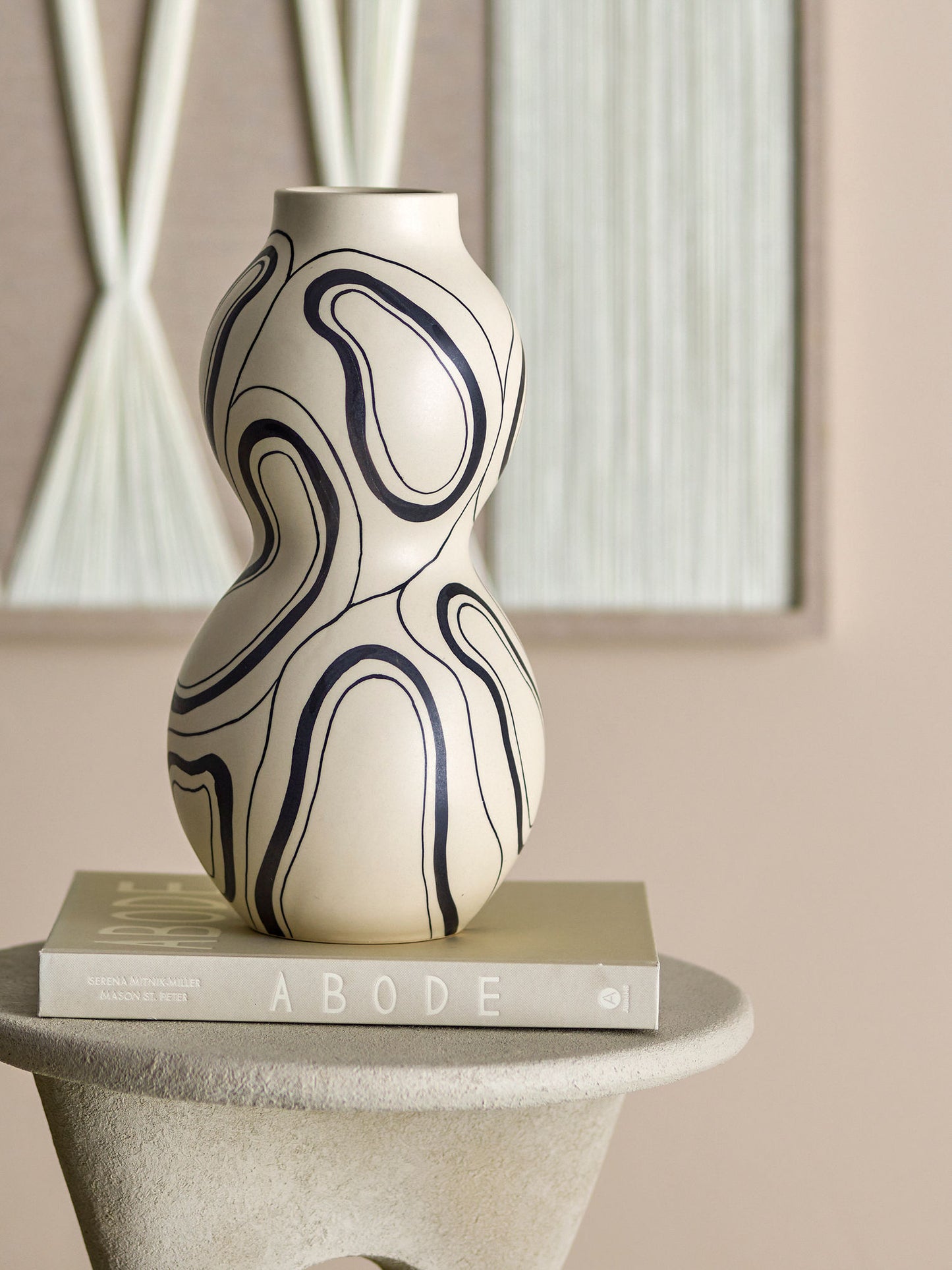 Bloomingville Nicola Vase, Schwarz, Steingut
