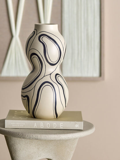 Bloomingville Nicola Vase, Schwarz, Steingut