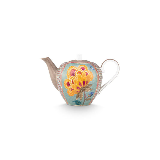 Teapot Large Blooming Tales Fantasy Khaki-Blue