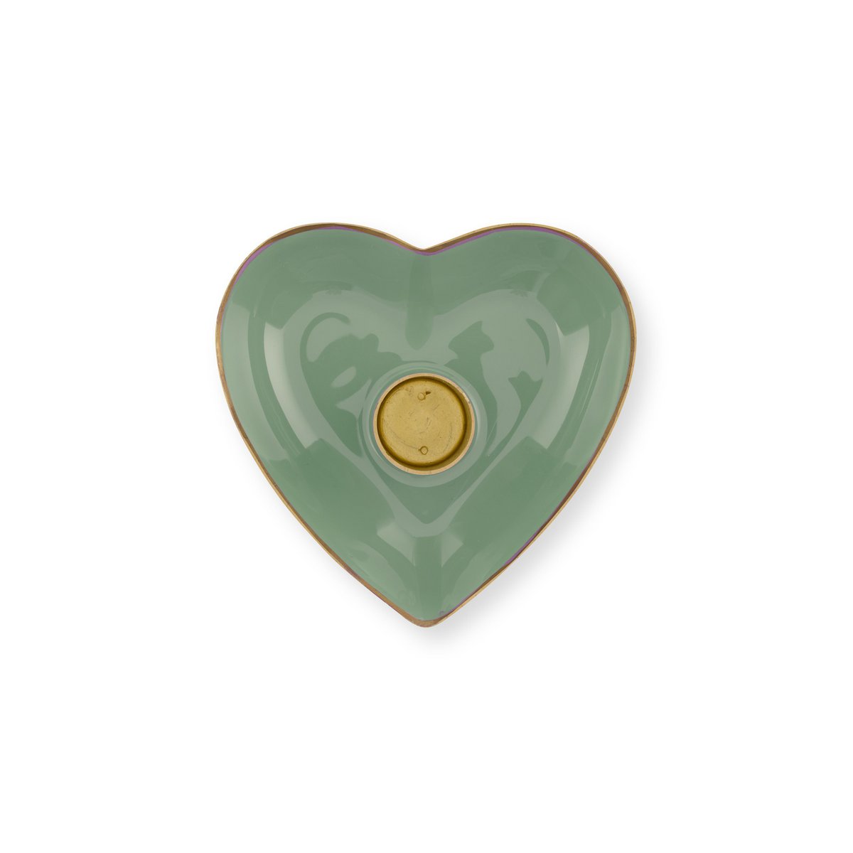 Set/2 Candle Holders Metal Heart Green 10x3cm