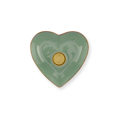 Set/2 Candle Holders Metal Heart Green 10x3cm