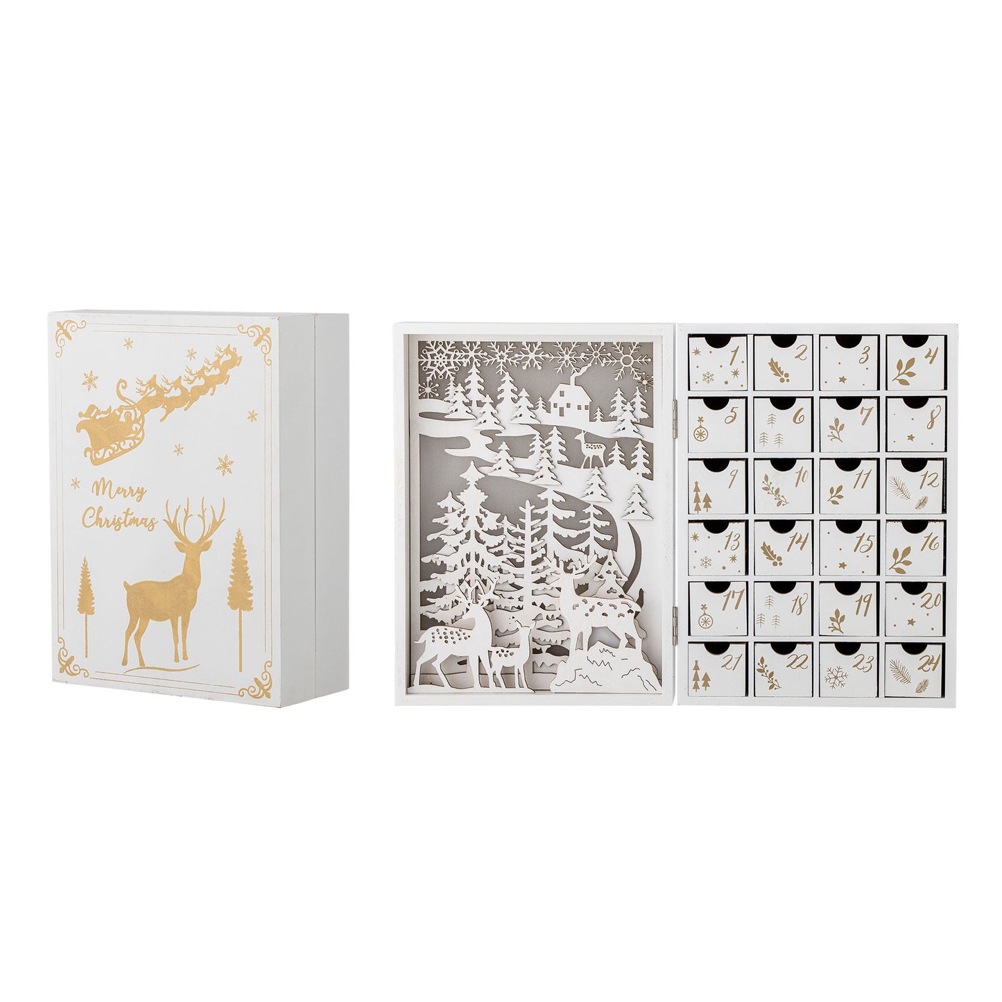 Bloomingville Elimar Kalender mit Licht, Weiß, Sperrholz