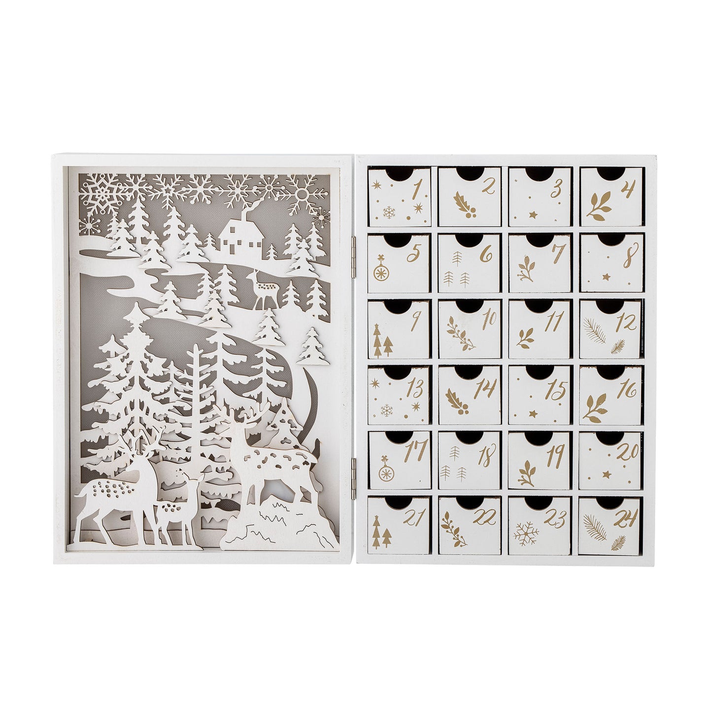 Bloomingville Elimar Kalender mit Licht, Weiß, Sperrholz