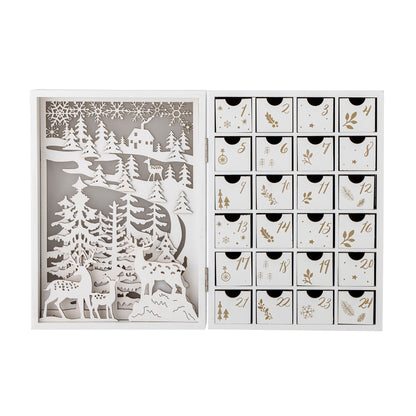 Bloomingville Elimar Kalender mit Licht, Weiß, Sperrholz