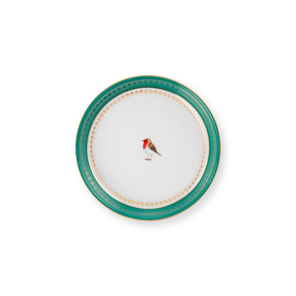 Tea for One Love Birds Medallion Stripes Emerald-Green