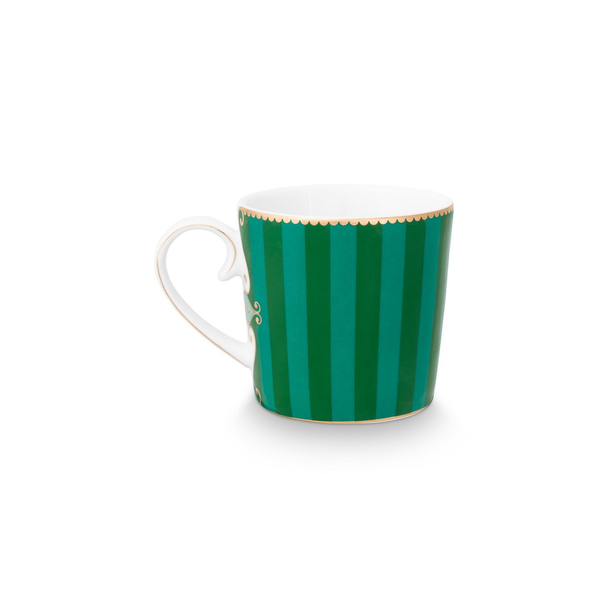 2er Set Teetasse Small Love Birds Medallion Stripes Emerald-Green
