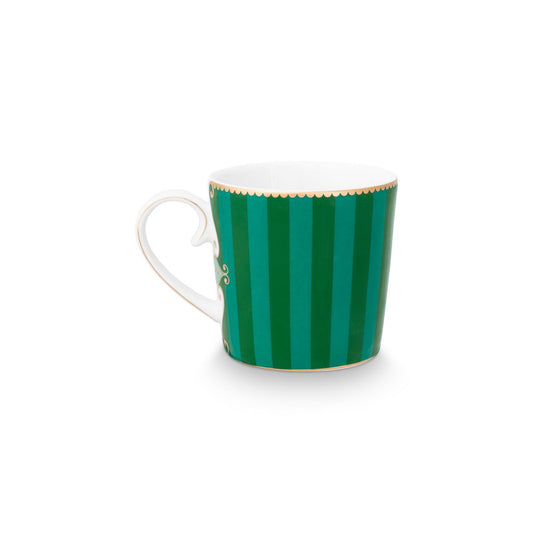 2er Set Teetasse Small Love Birds Medallion Stripes Emerald-Green