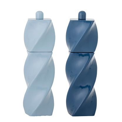 Bloomingville Riley Salz- und Pfeffermühle, Blau, Gummibaumholz