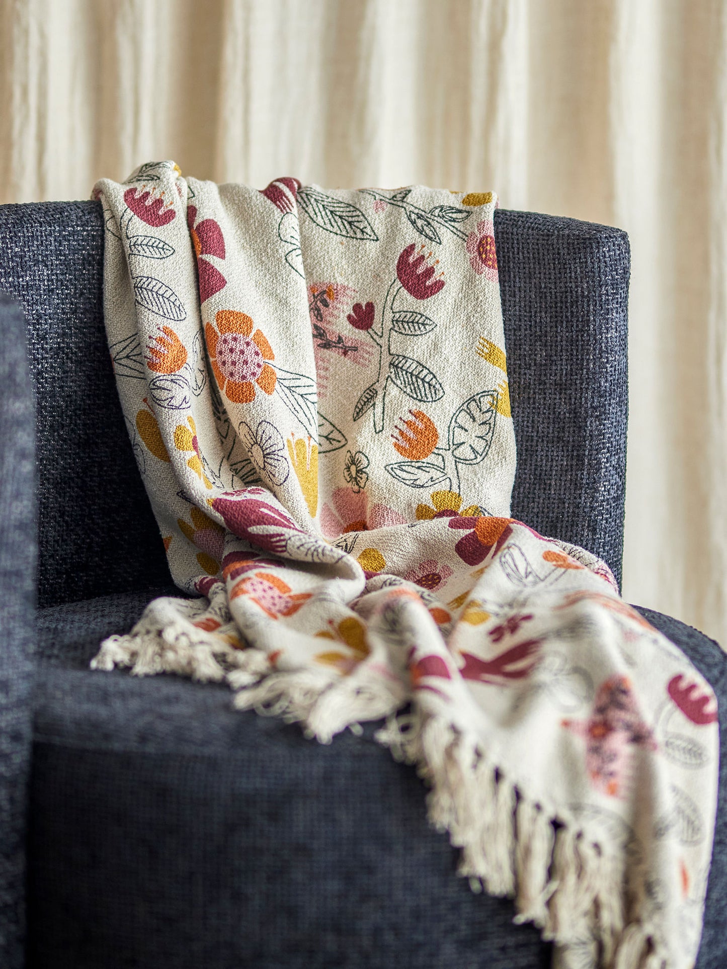 Bloomingville Vivielle Decke, Bunt, Recycelte Baumwolle