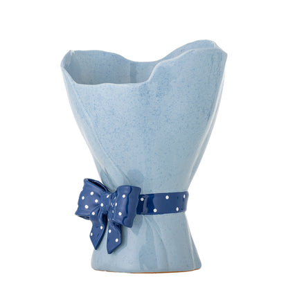 Bloomingville Belivia Vase, Blau, Steingut
