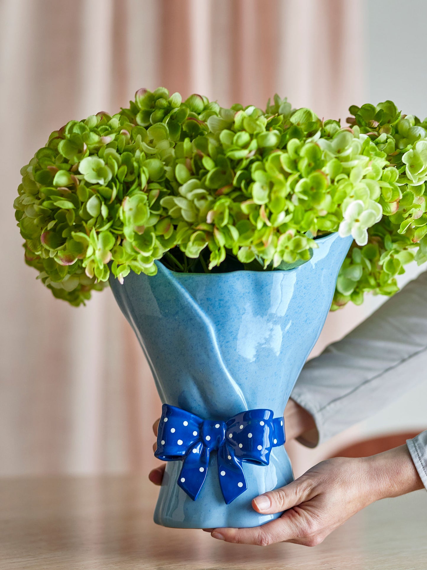 Bloomingville Belivia Vase, Blau, Steingut