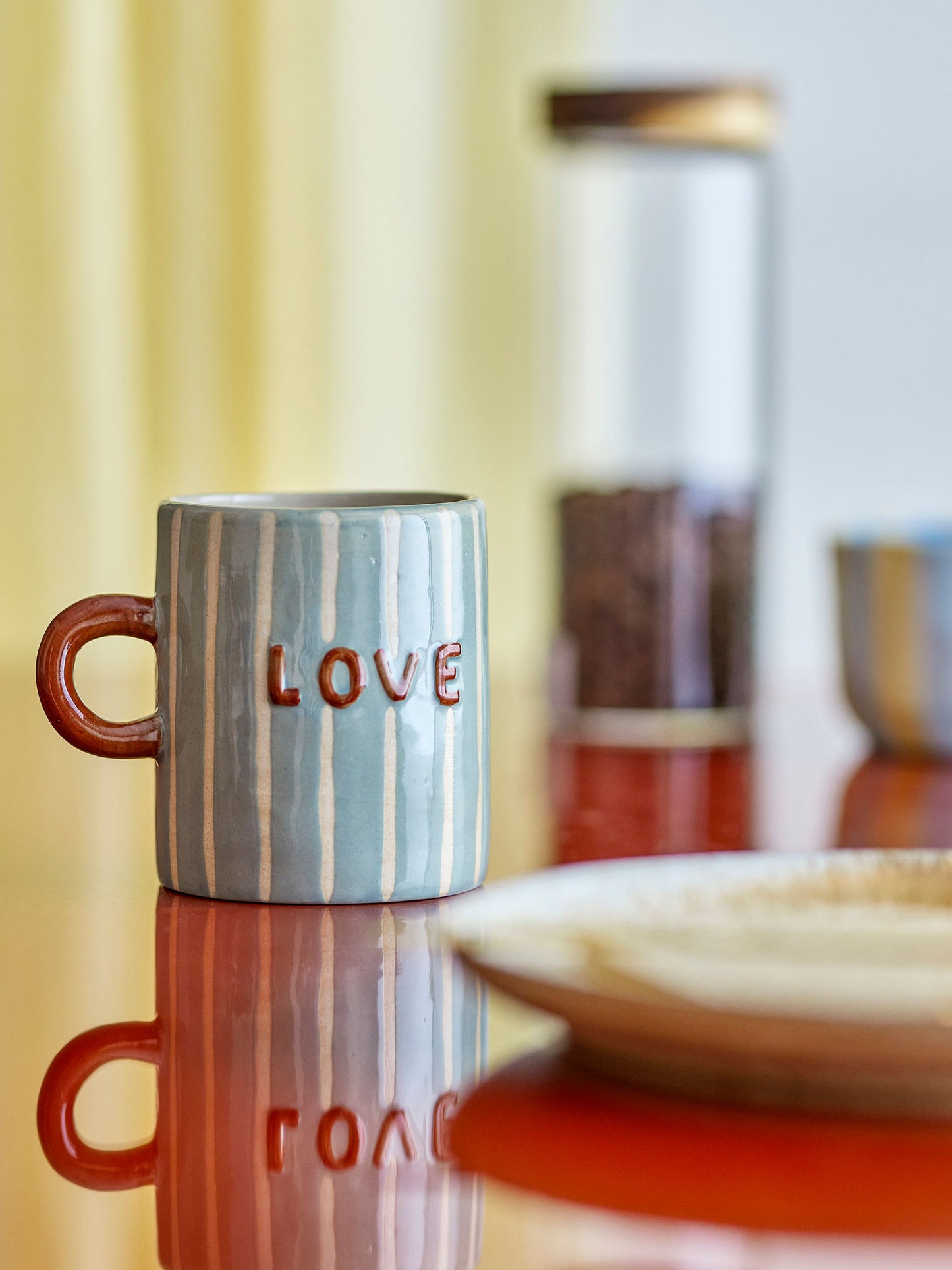 Bloomingville Cherish Becher, Blau, Steingut