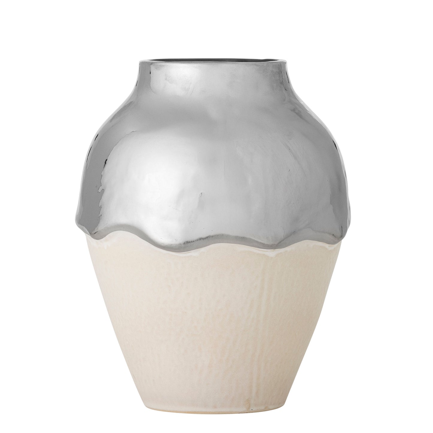 Bloomingville Silvio Vase, Silber, Steingut