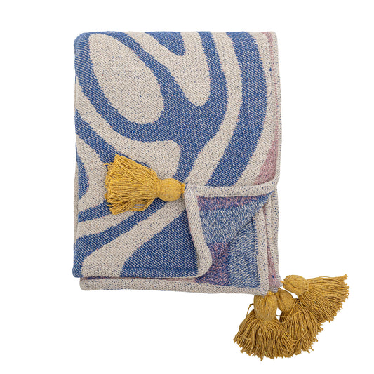 Bloomingville Arlie Decke, Blau, Recycelte Baumwolle