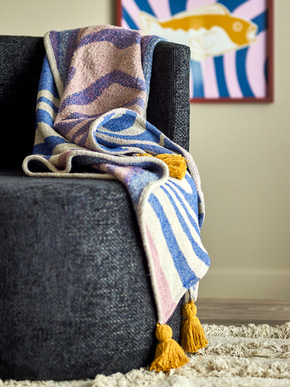 Bloomingville Arlie Decke, Blau, Recycelte Baumwolle