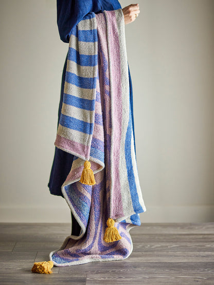Bloomingville Arlie Decke, Blau, Recycelte Baumwolle