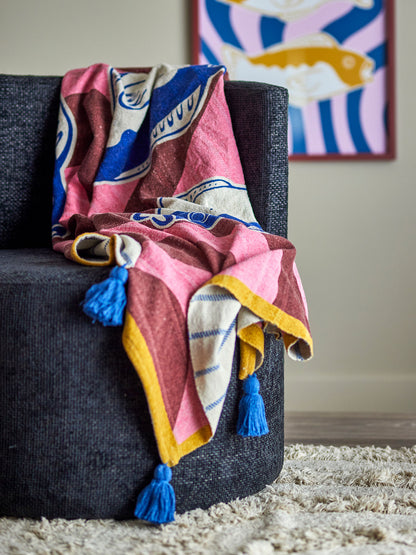 Bloomingville Remy Decke, Bunt, Recycelte Baumwolle
