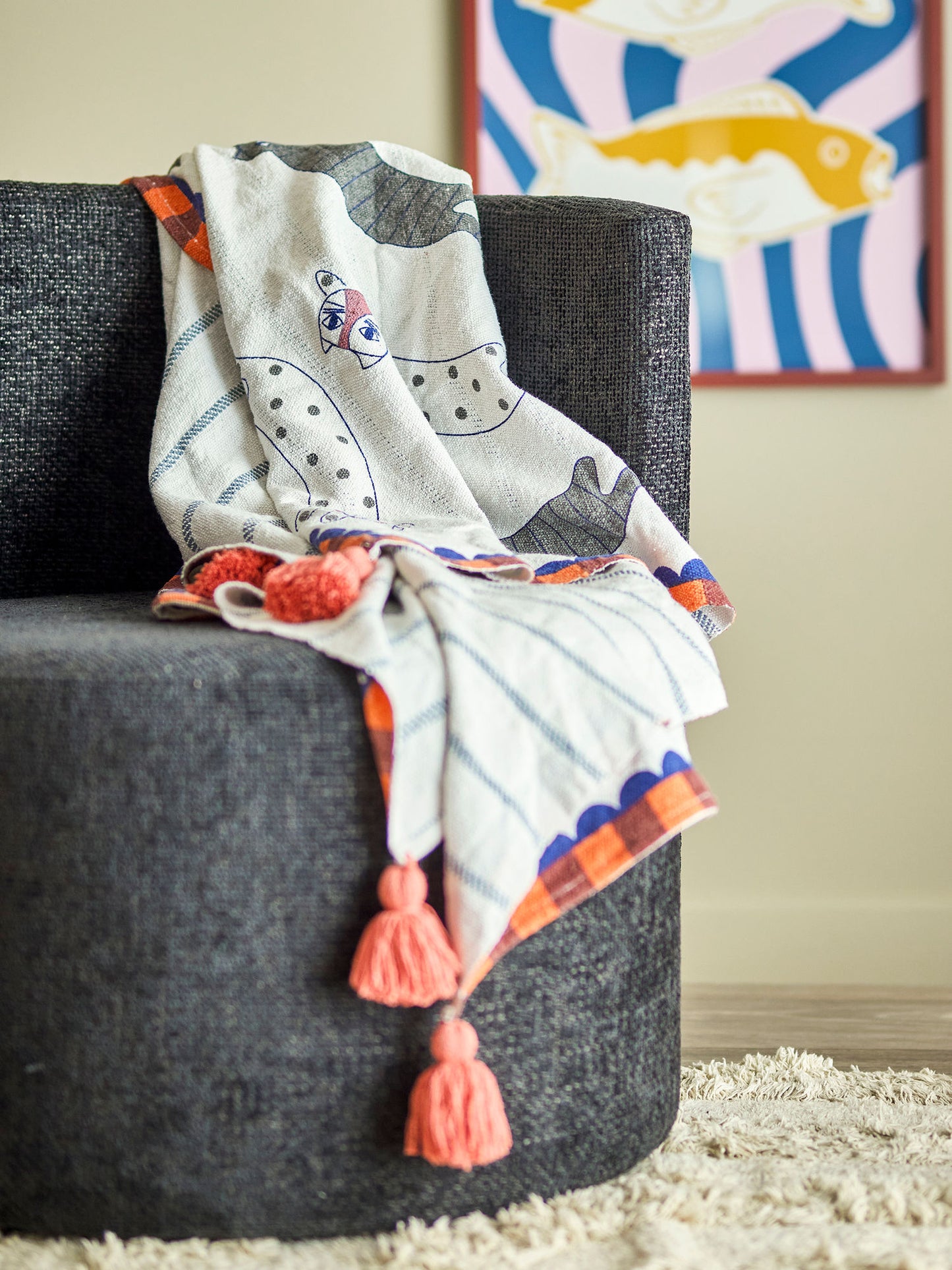 Bloomingville Missy Decke, Bunt, Recycelte Baumwolle