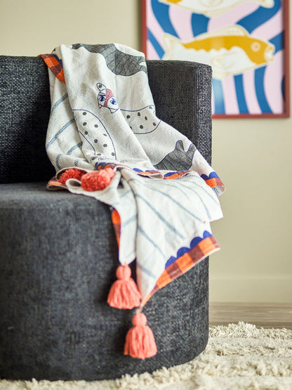 Bloomingville Missy Decke, Bunt, Recycelte Baumwolle