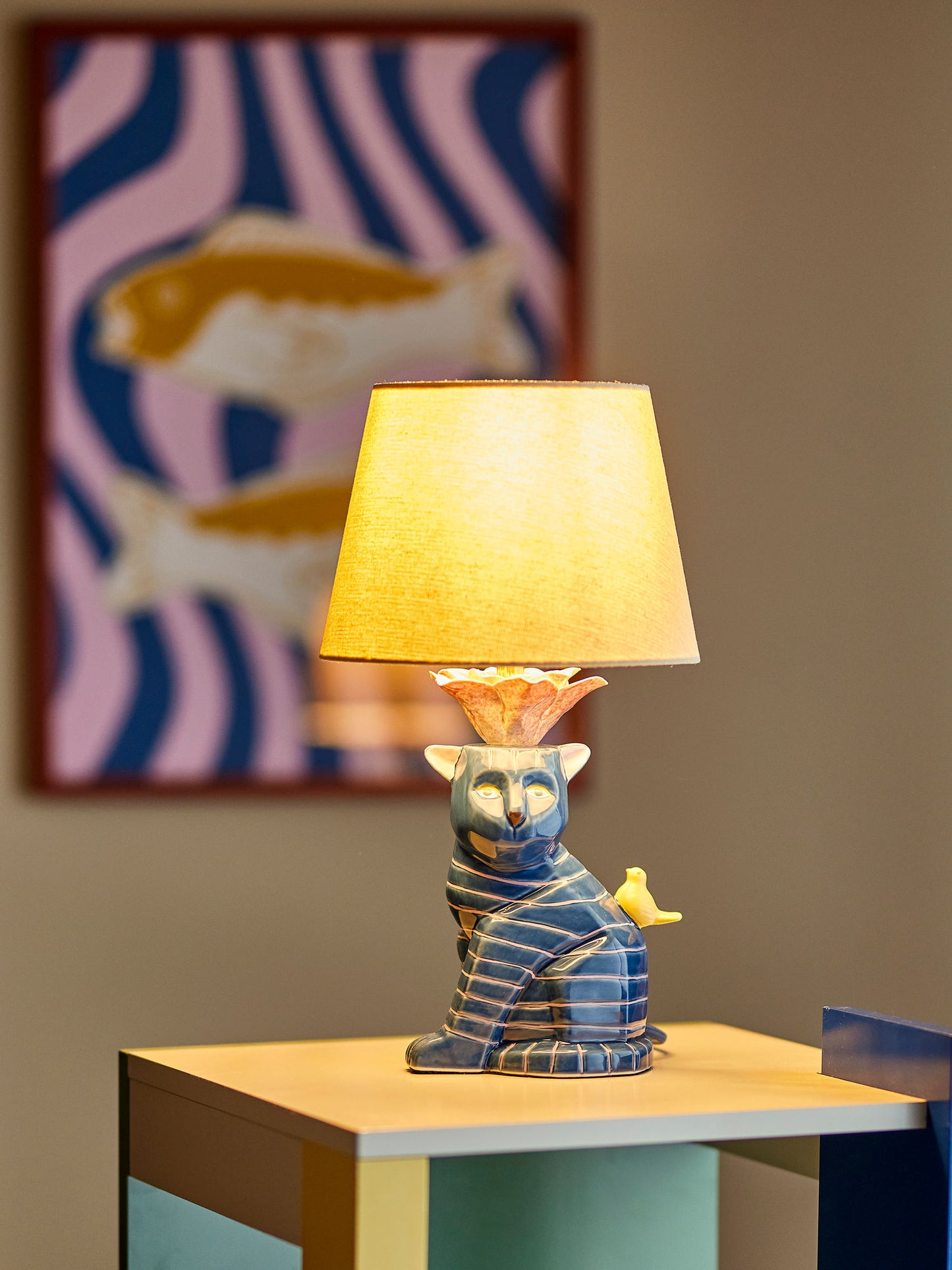 Bloomingville Eri Tischlampe, Bunt, Steingut