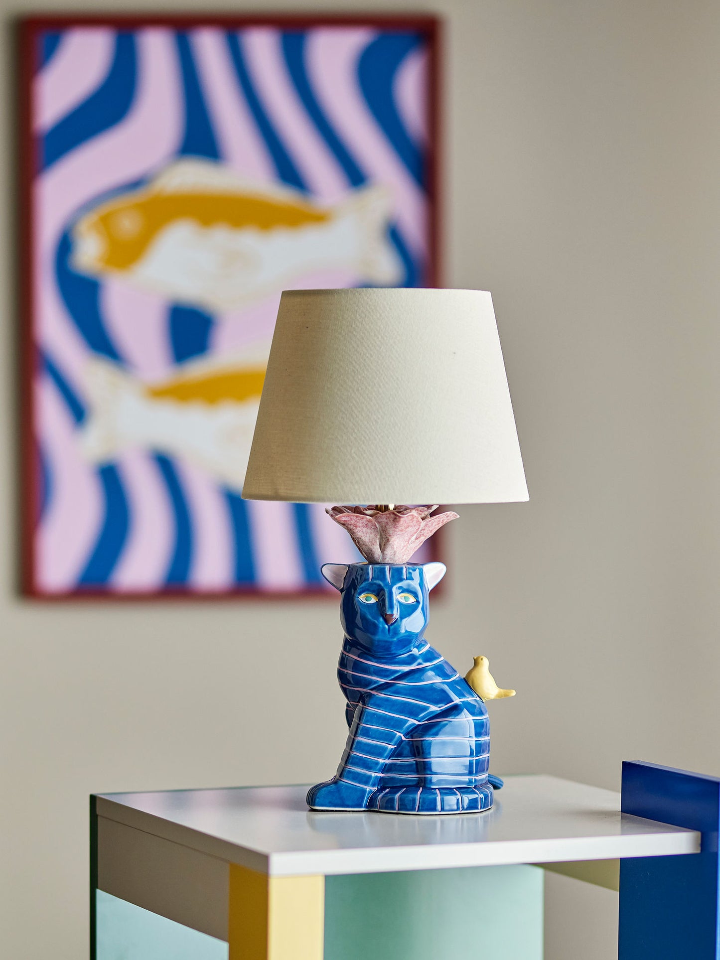 Bloomingville Eri Tischlampe, Bunt, Steingut