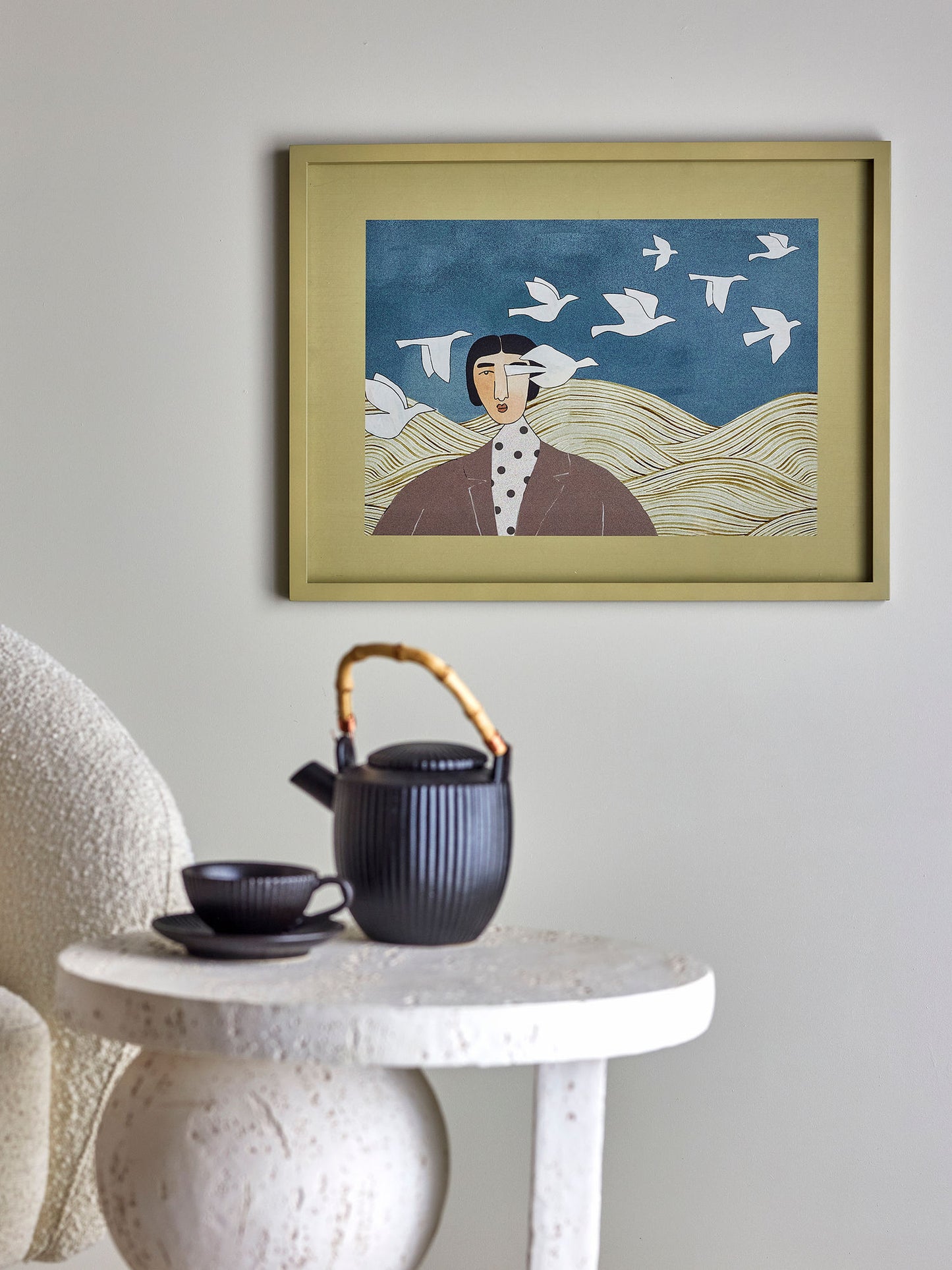 Bloomingville Flyvielle Illustration mit Rahmen, Bunt, Tannenholz