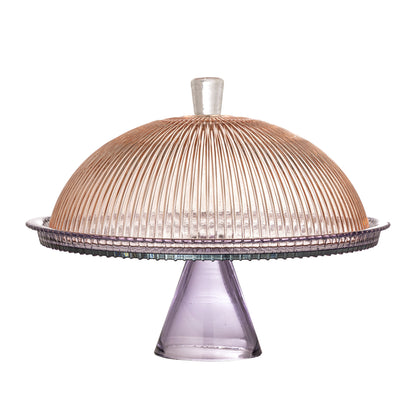 Bloomingville Tayo Kuchenteller mit Glocke, Bunt, Glas